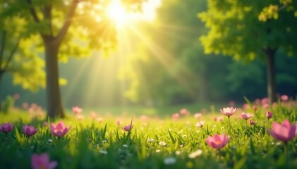 Obraz premium Abstract blurred nature scene, soft focus, calming hues, ambient, photo
