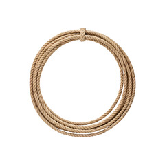 Fototapeta premium Coiled rope forming a circle, with a knotted top against gray background transparent background