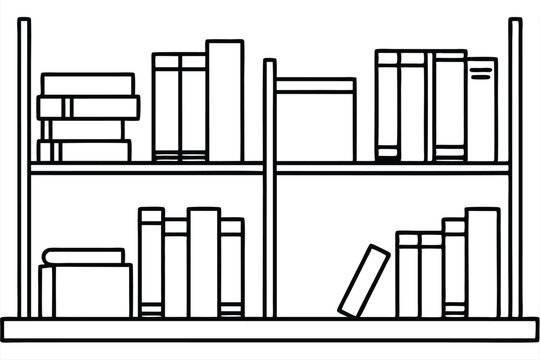 recommend clip art: Bookshelf Cozy Space Line art
