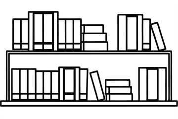 Bookshelf Reading Nook Line art