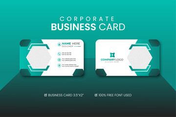 Corporate Double-sided creative business card template. Horizontal and vertical layout. Vector illustration.