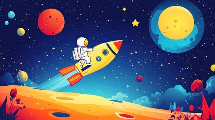 Naklejka premium Astronaut Adventure in Space