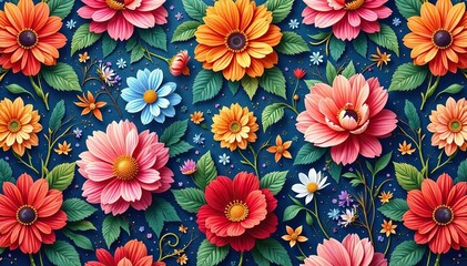 Intricate floral design, repeating seamlessly , background, textile, repeat