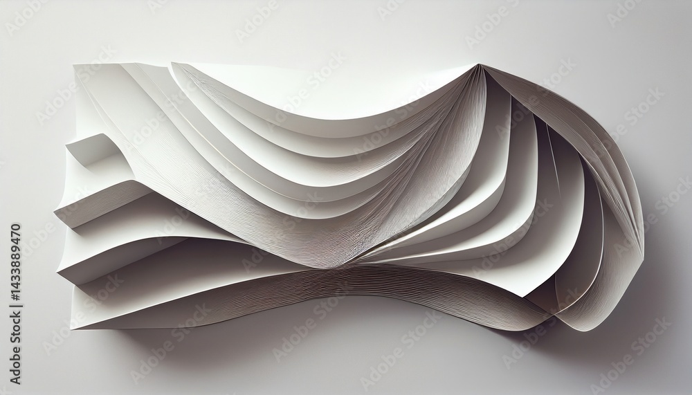 Poster artistic wave paper sculpture creation studio setting visual art creative environment close-up view 