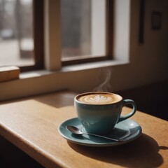 Fototapeta premium Latte Art Coffee by a Window