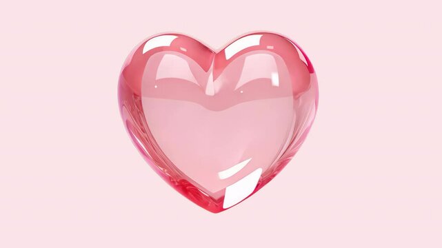 Glossy pink heart object animated overlay, transparent 4K video, alpha channel, ProRes 4444