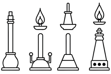 Bunsen Burners Equipment Line Art