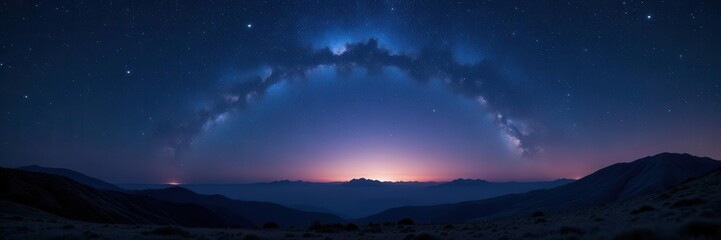 Fototapeta premium Vast night sky, endless star trail across dark expanse, galaxy, celestial, cosmic dust