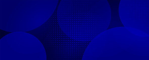 dark blue Abstract modern background with dynamic circle shapes and halftone dots.  gradient geometric shapes element. for booklet, banner, cover, poster, flyer, website, brochure. vector