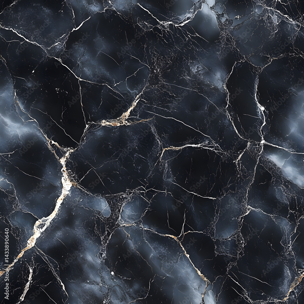 Aufkleber seamless black marble texture tile top view white marbling pattern natural stone ground for surface 