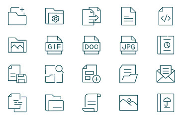 File and Documents Line Icon Set contains Shredder, Archive, Paperwork, Report, Certificate and so on icons.
