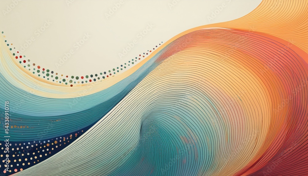 Poster dynamic abstract art composition gallery space digital image colorful waves contemporary viewpoint v