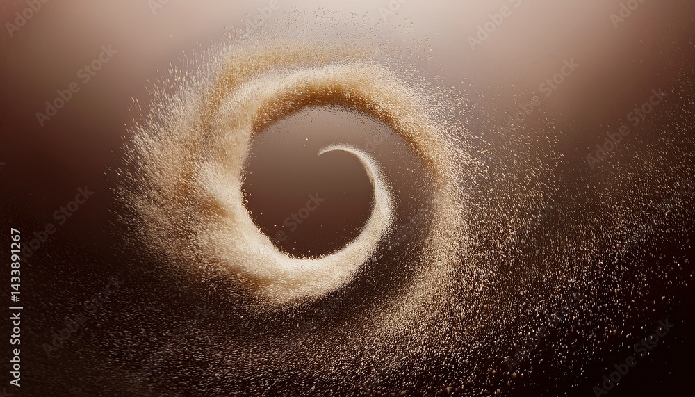 Poster dynamic sand spiral formation abstract art digital creation minimalist environment close-up view nat