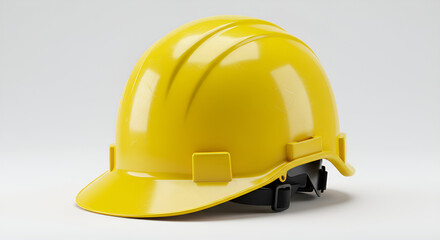 Fototapeta premium a yellow construction safety helmet isolated on a clean white background