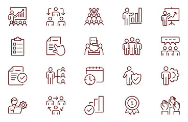 Business Management line Icon set. Human Simple web icons set. business icon set line editable stroke