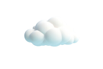 White fluffy cartoon cloud 3d render isolated on sky cute icon soft blue on transparent background