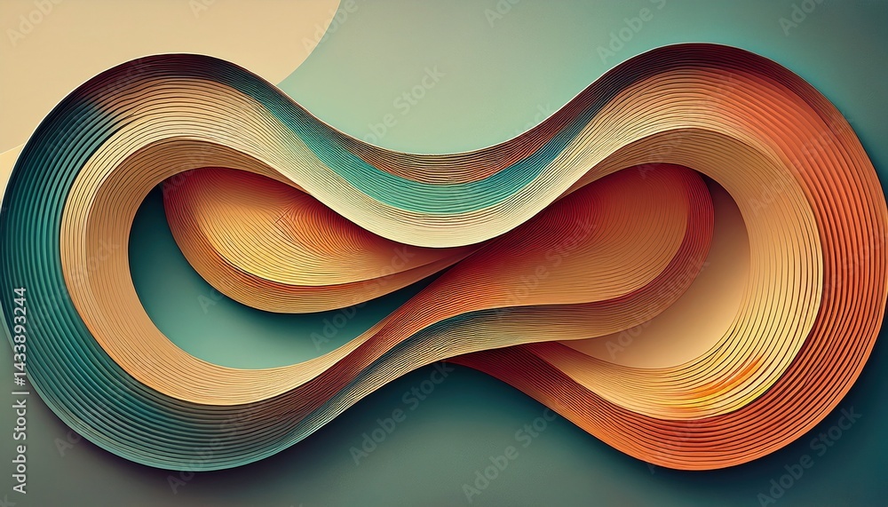 Poster dynamic infinity loop abstract design digital art modern aesthetic vibrant colors artistic environme