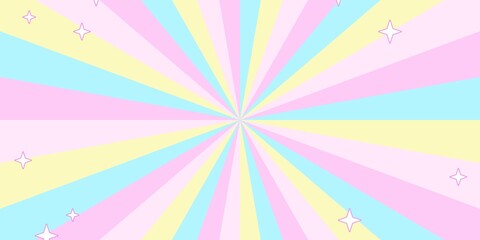 Whimsical Pastel Rainbow Background with Sparkle Stars