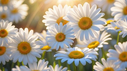 Fototapeta premium Daisies in sunlight evoking serenity and joy