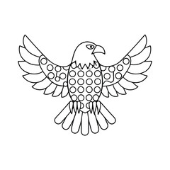 Decorative eagle illustration with circle pattern and simple black outline for coloring pages
