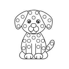 Cute dalmatian puppy outline with circles for coloring and creative kids activities black and white