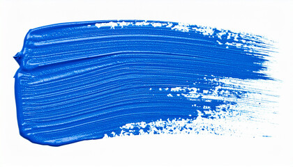 Blue paint brush stroke isolated on white backdrop. Hand drawn element.