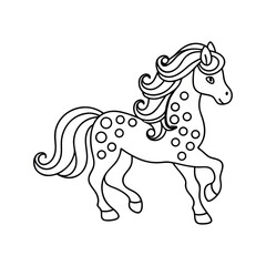 Cute pony coloring page outline vector illustration for kids activity and decoration