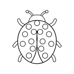Simple ladybug outline drawing with spots for coloring and educational purposes