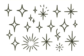 Obraz premium Sparkling icon set showcasing various star shapes and designs for creative projects and digital applications