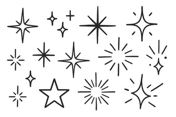 Creative icon set featuring various star and sparkle designs for modern visual projects