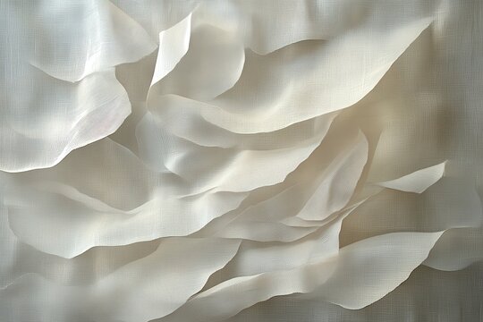 Soft, flowing folds of light cream fabric in a dramatic arrangement. - Powered by Adobe