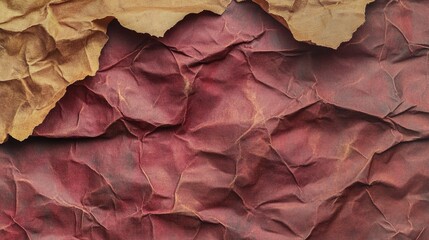 Richly Textured Crumpled Paper: Deep Reddish-Brown Tones with Intricate Wrinkles and Folds