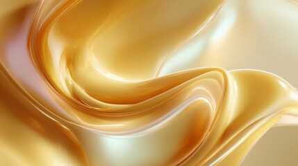 Abstract 3D golden waves flowing smoothly, luxury and elegance concept. Perfect for backgrounds, cosmetics ads, premium designs.