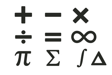 Icon set featuring mathematical symbols for educational and design purposes