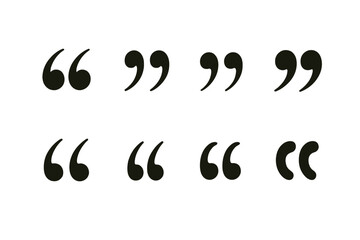 Decorative icon set featuring various quotation mark designs for creative projects