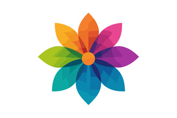 Colorful flower icon set with vibrant petal design showcasing a gradient of hues for digital applications and creative projects