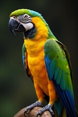 Fototapeta premium Caique parrot standing on one leg with head bent, pet, tropical, bird