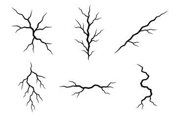 Icons representing various crack designs for use in art, design, or texture applications