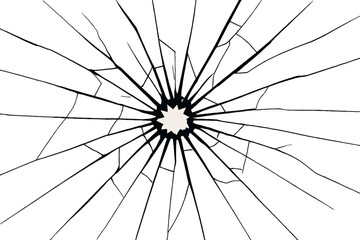 Obraz premium Cracked surface with radiating fractures showcasing a distinct central point of impact