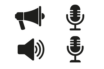 Icon set featuring various sound and communication symbols for digital and graphic design