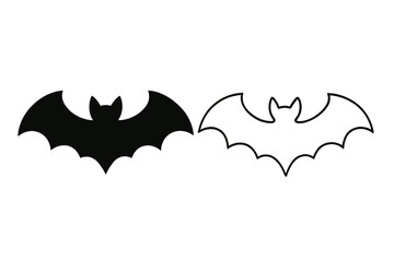 Icon set featuring bat designs in black and white for versatile graphic usage in various projects
