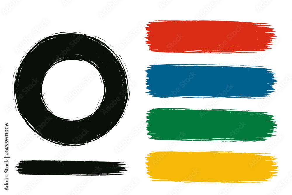 Poster icon set featuring bold color strokes and minimalist design elements for creative projects and digit