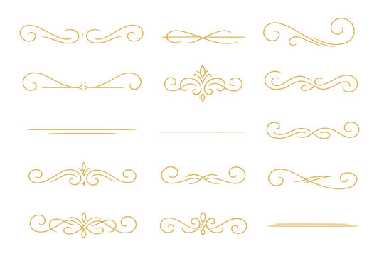 Elegant gold icon set featuring ornate borders and decorative elements for various design projects