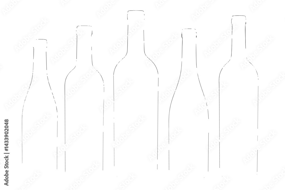 Poster icon set featuring various bottle silhouettes in different shapes and sizes for design and illustrat
