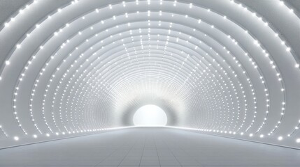 Futuristic White Tunnel with Light Patterns