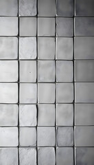 Old gray vintage shabby patchwork motif tiles stone concrete cement wall texture background banner, papercraft. White tone