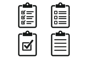 Icon set featuring various checklists and clipboards for organizational tasks and project management