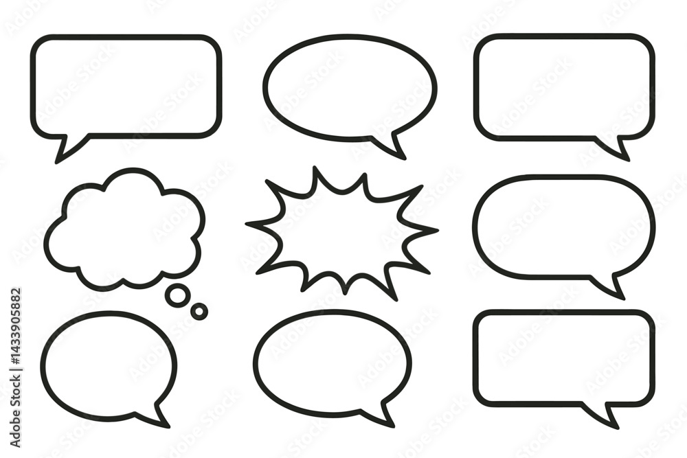 Poster icon set featuring various speech bubbles and thought clouds for effective communication in design p