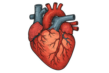 Detailed heart illustration showcasing distinct anatomical features and vibrant colors for educational purposes