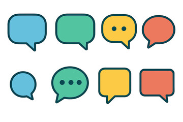 Collection of colorful speech bubble icons for communication and dialogue representation in various designs
